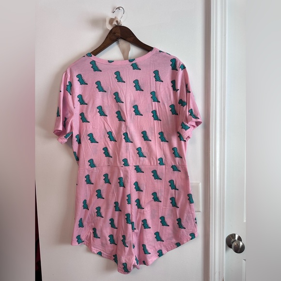 Women’s Unique Pink Dinosaur Pajama Romper - Picture 2 of 5